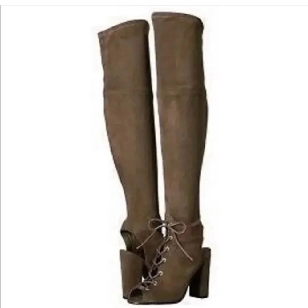Guess Olive Green Velvet Knee High Boots Sz 9 M new without tags